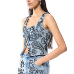 PAISFLARE' EMBELLISHED DENIM VEST - Kanika Goyal Label