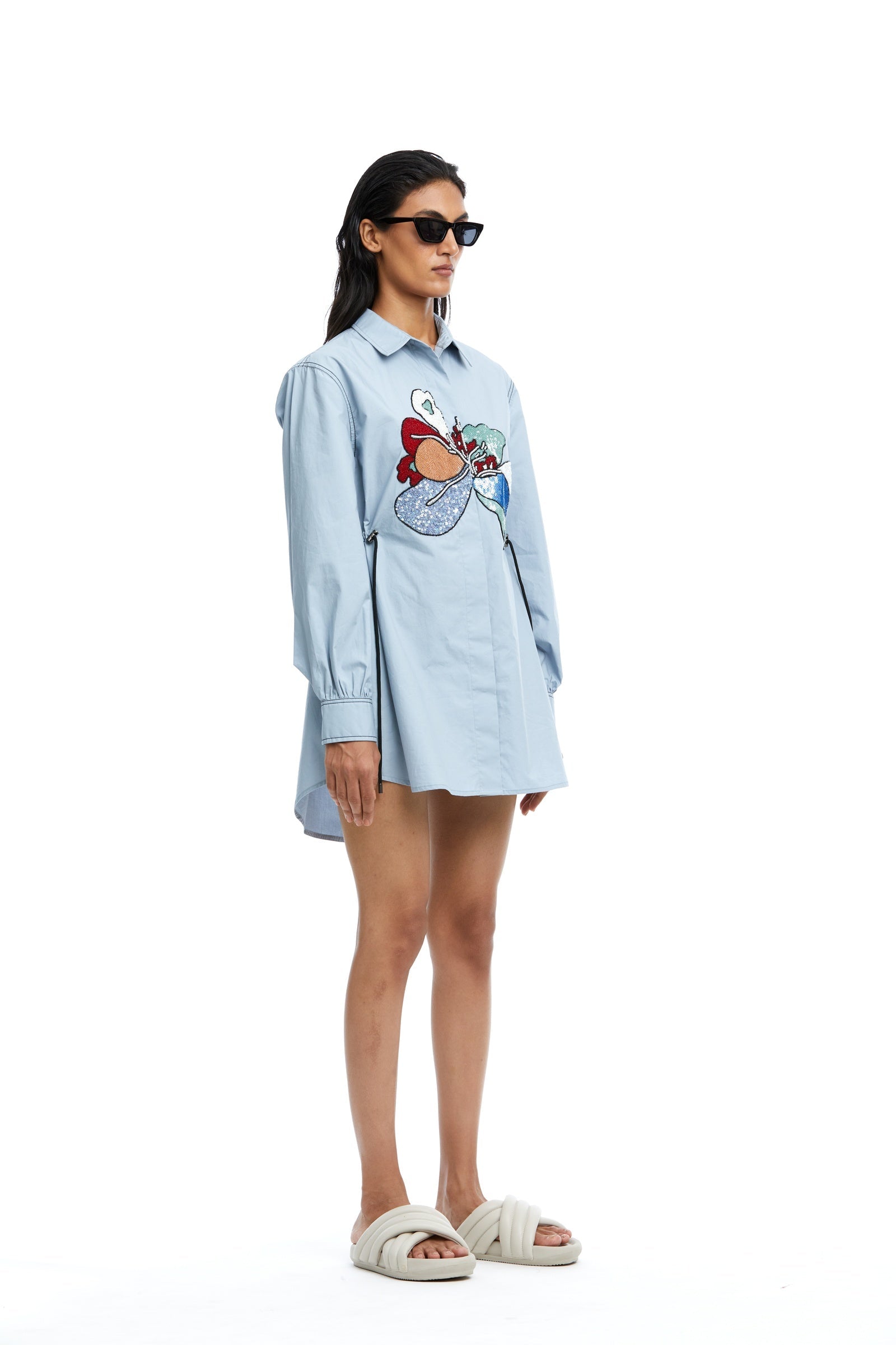 Peonies' Hand Embellished Shirt - Kanika Goyal Label