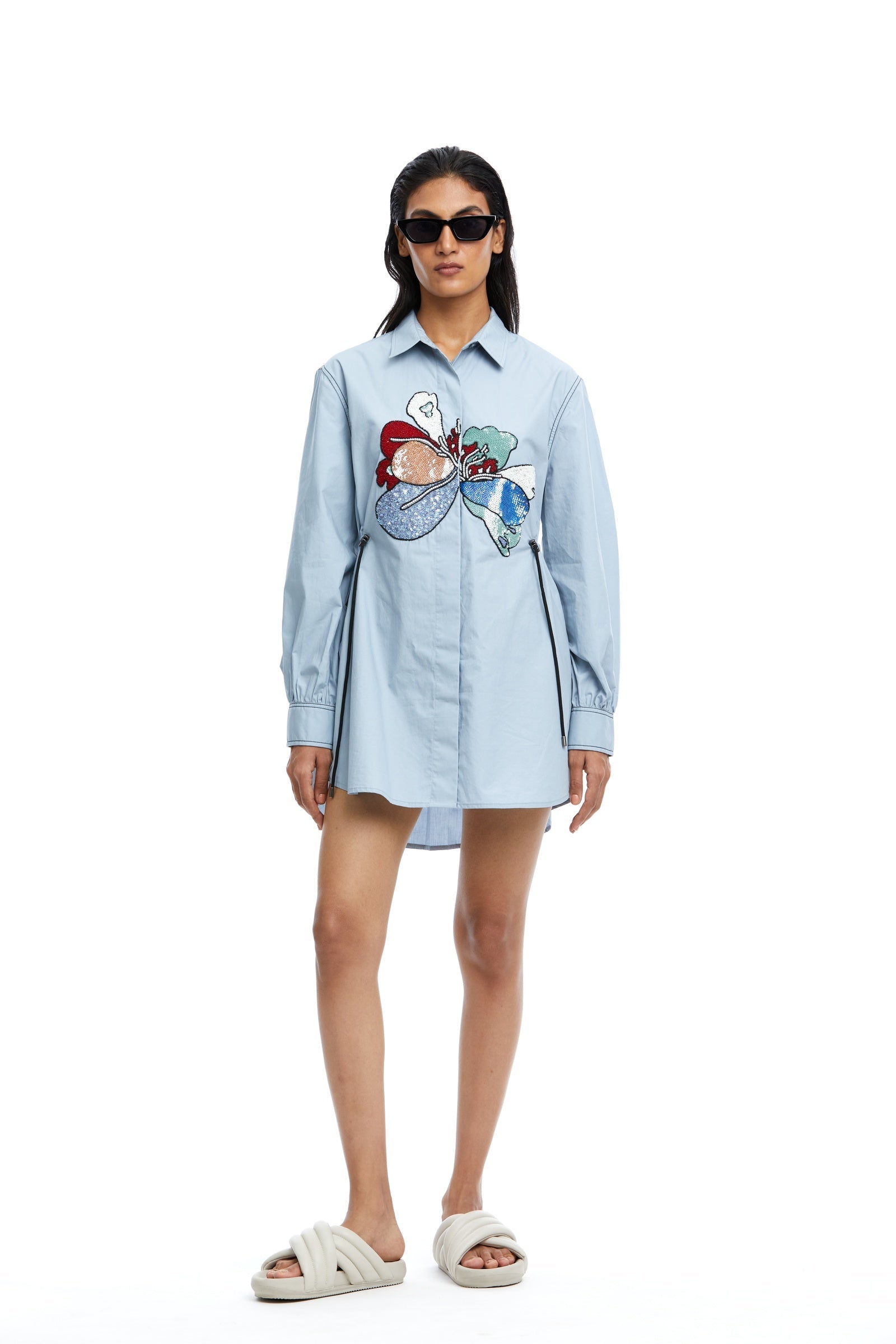 Peonies' Hand Embellished Shirt - Kanika Goyal Label