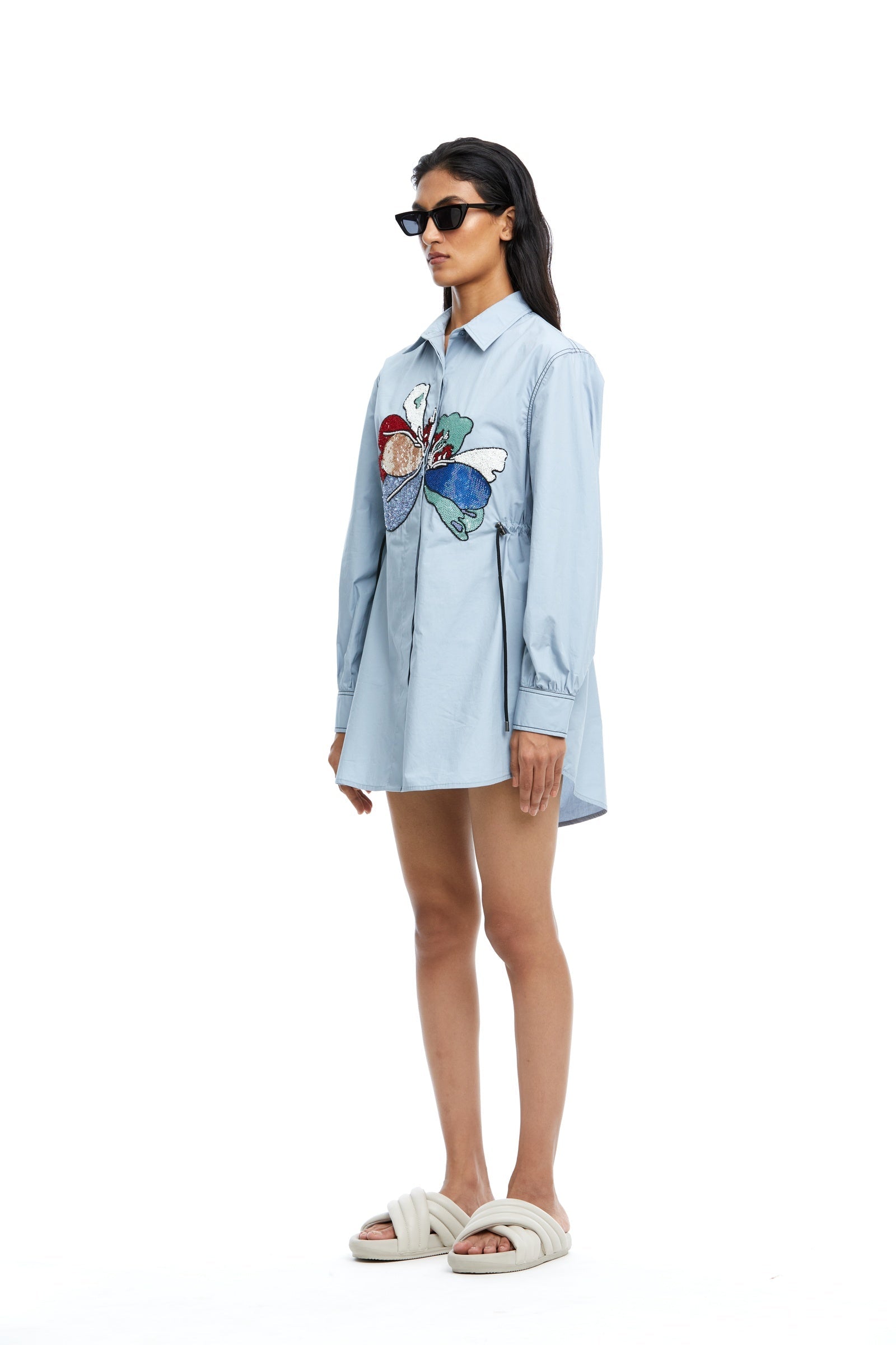 Peonies' Hand Embellished Shirt - Kanika Goyal Label