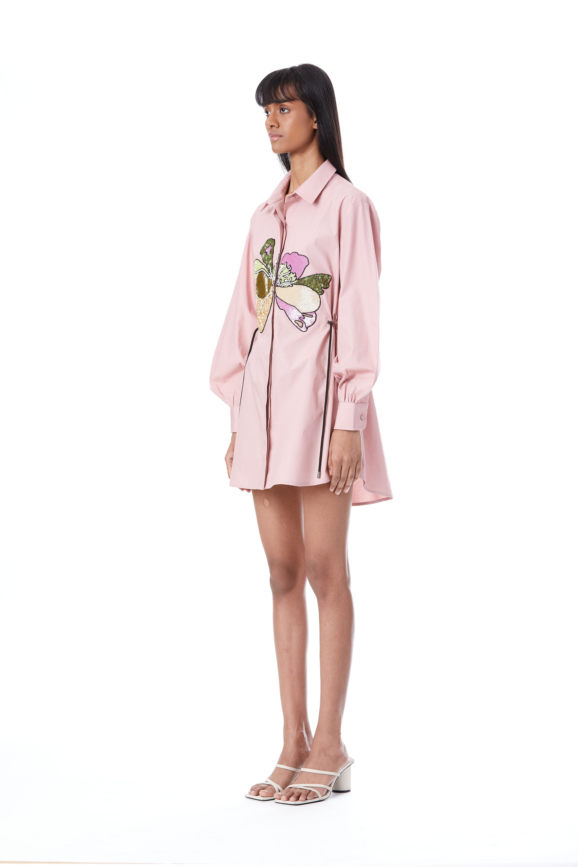 Peony Hand - Embellished Shirt Dress - Kanika Goyal Label
