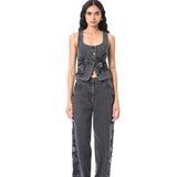 PETAL PUNK' EMBELLISHED DENIM PANTS - Kanika Goyal Label