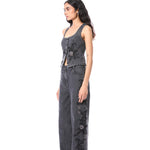 PETAL PUNK' EMBELLISHED DENIM PANTS - Kanika Goyal Label