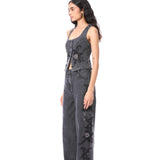 PETAL PUNK' EMBELLISHED DENIM PANTS - Kanika Goyal Label
