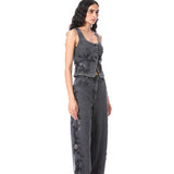 PETAL PUNK' EMBELLISHED DENIM VEST - Kanika Goyal Label