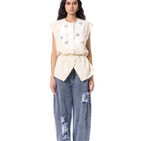PORTIA' EMBELLISHED DENIM PANTS - Kanika Goyal Label
