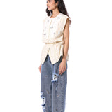 PORTIA' EMBELLISHED DENIM PANTS - Kanika Goyal Label