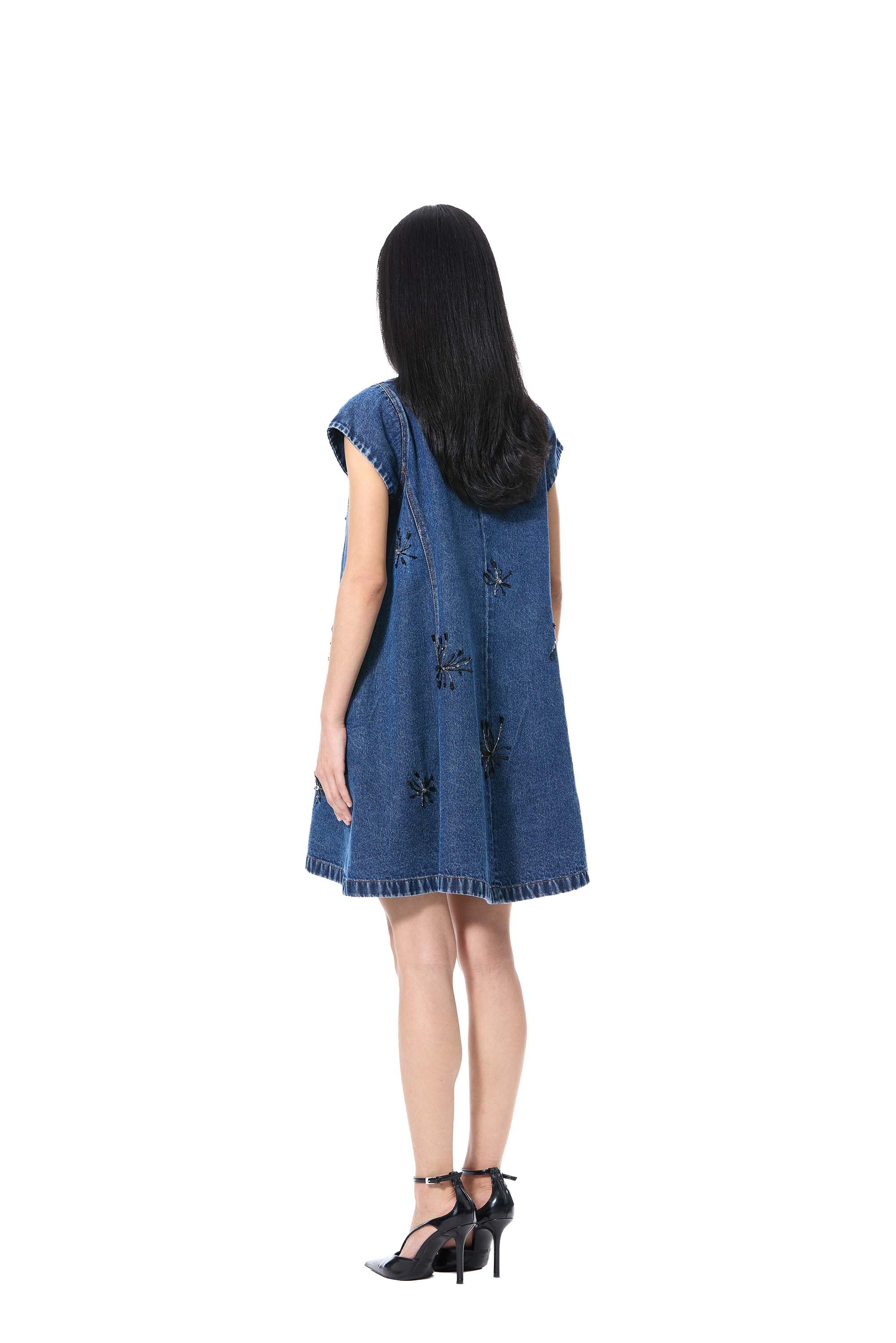 RUELLE' EMBELLISHED DENIM DRESS - Kanika Goyal Label