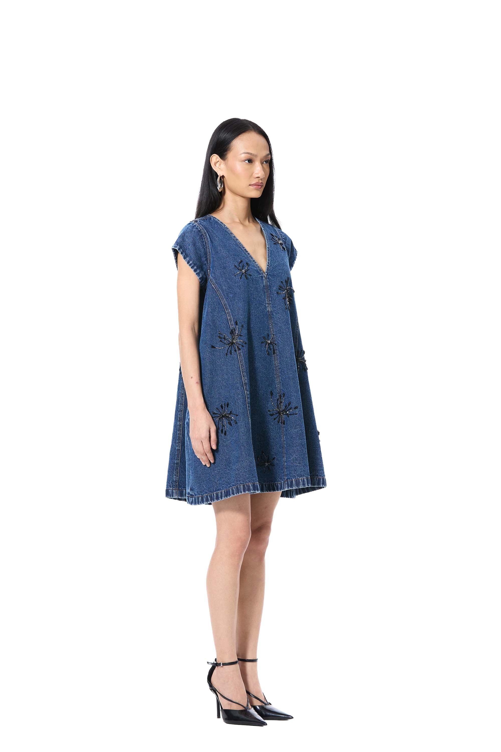 RUELLE' EMBELLISHED DENIM DRESS - Kanika Goyal Label