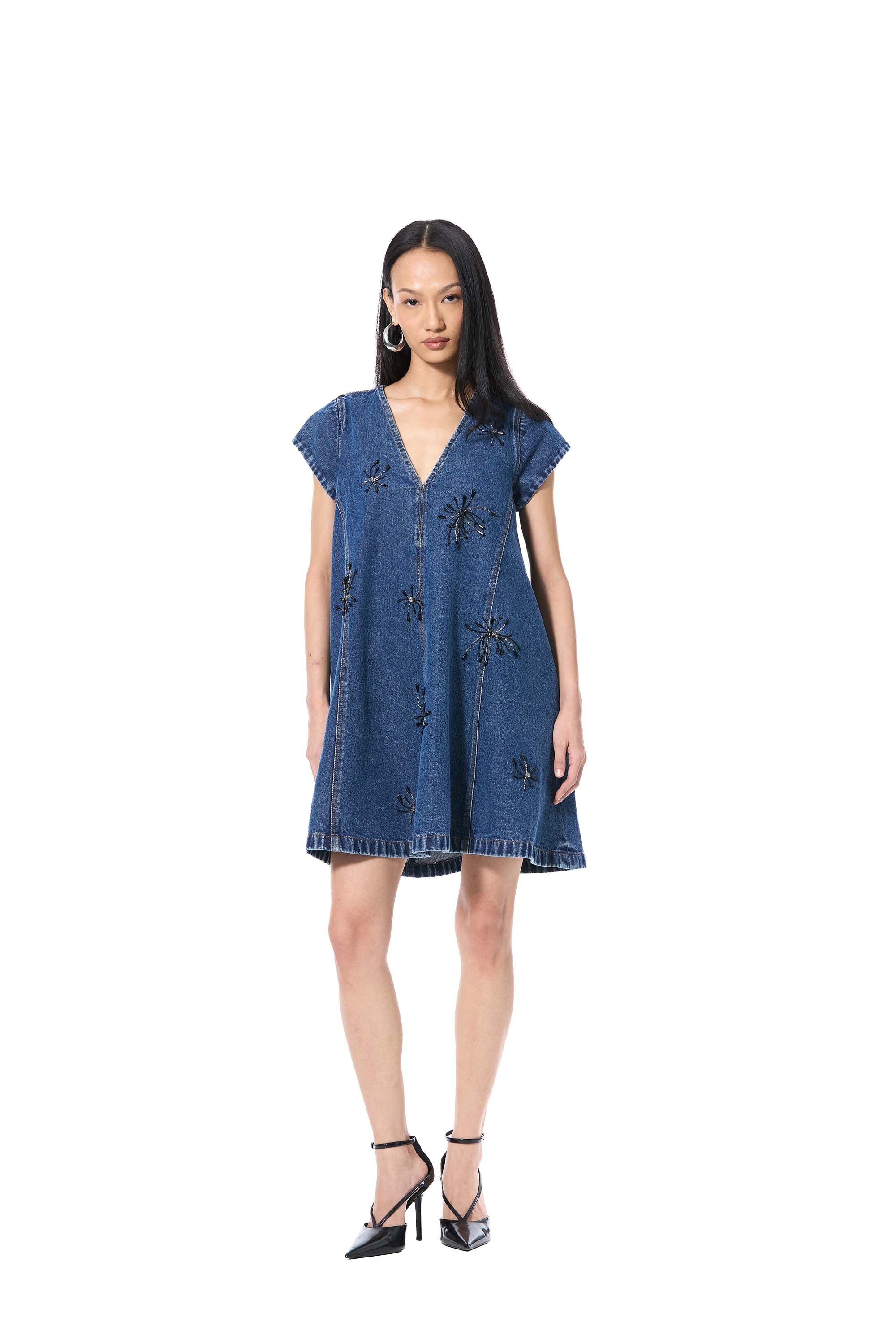 RUELLE' EMBELLISHED DENIM DRESS - Kanika Goyal Label