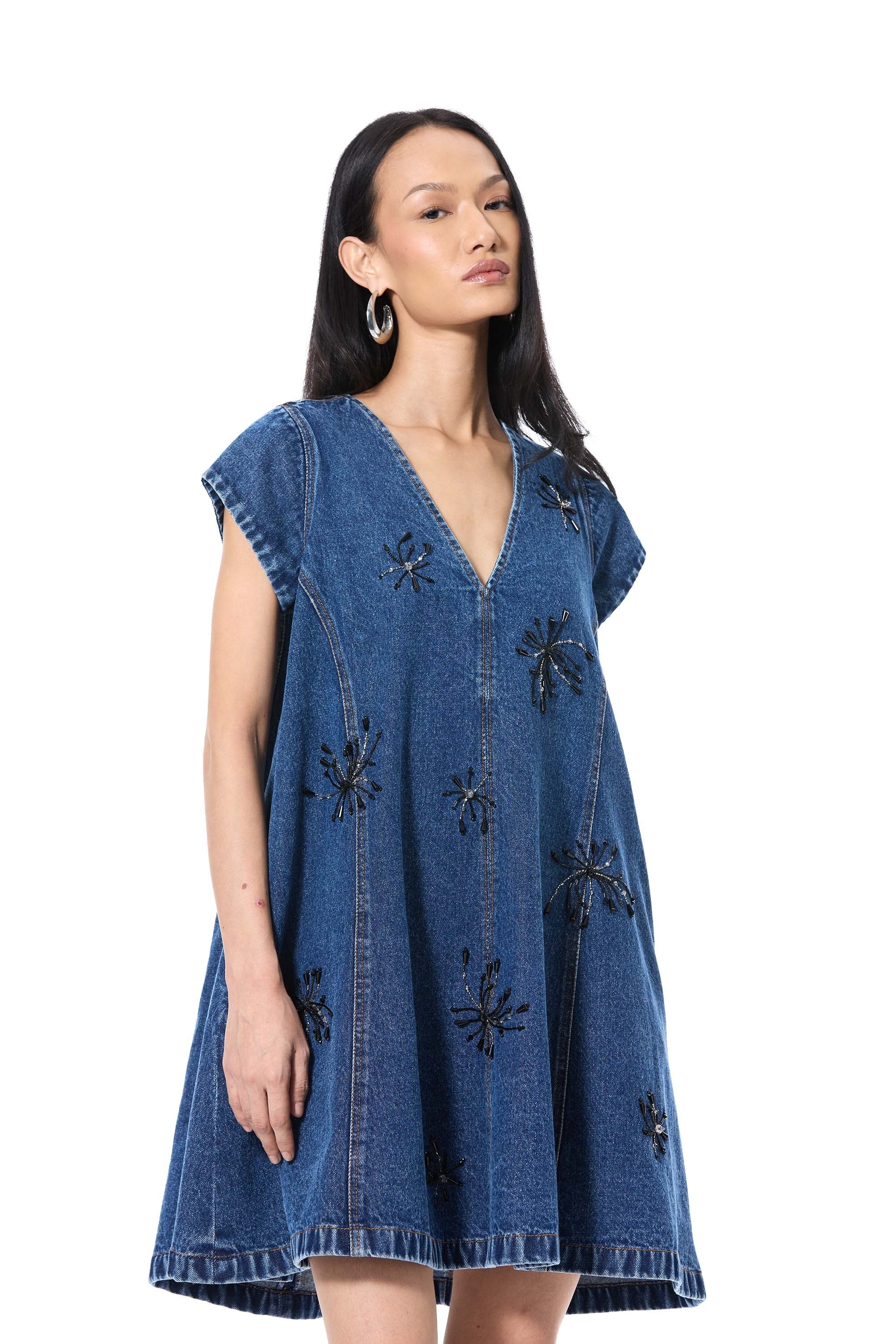 RUELLE' EMBELLISHED DENIM DRESS - Kanika Goyal Label