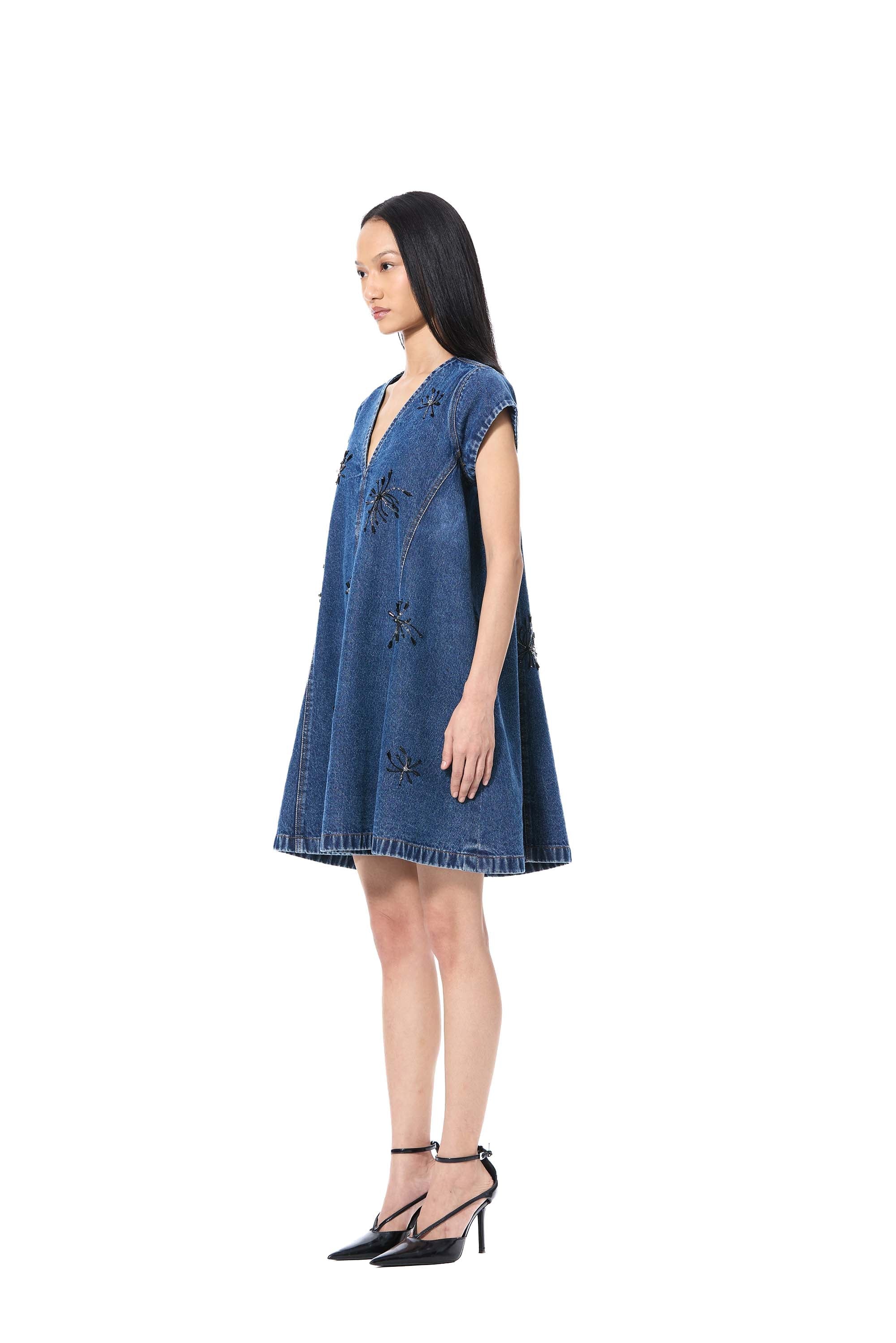 RUELLE' EMBELLISHED DENIM DRESS - Kanika Goyal Label