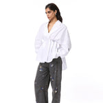 'SKYLUME' BLACK EMBELLISHED DENIM PANTS - Kanika Goyal Label