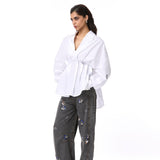 'SKYLUME' BLACK EMBELLISHED DENIM PANTS - Kanika Goyal Label