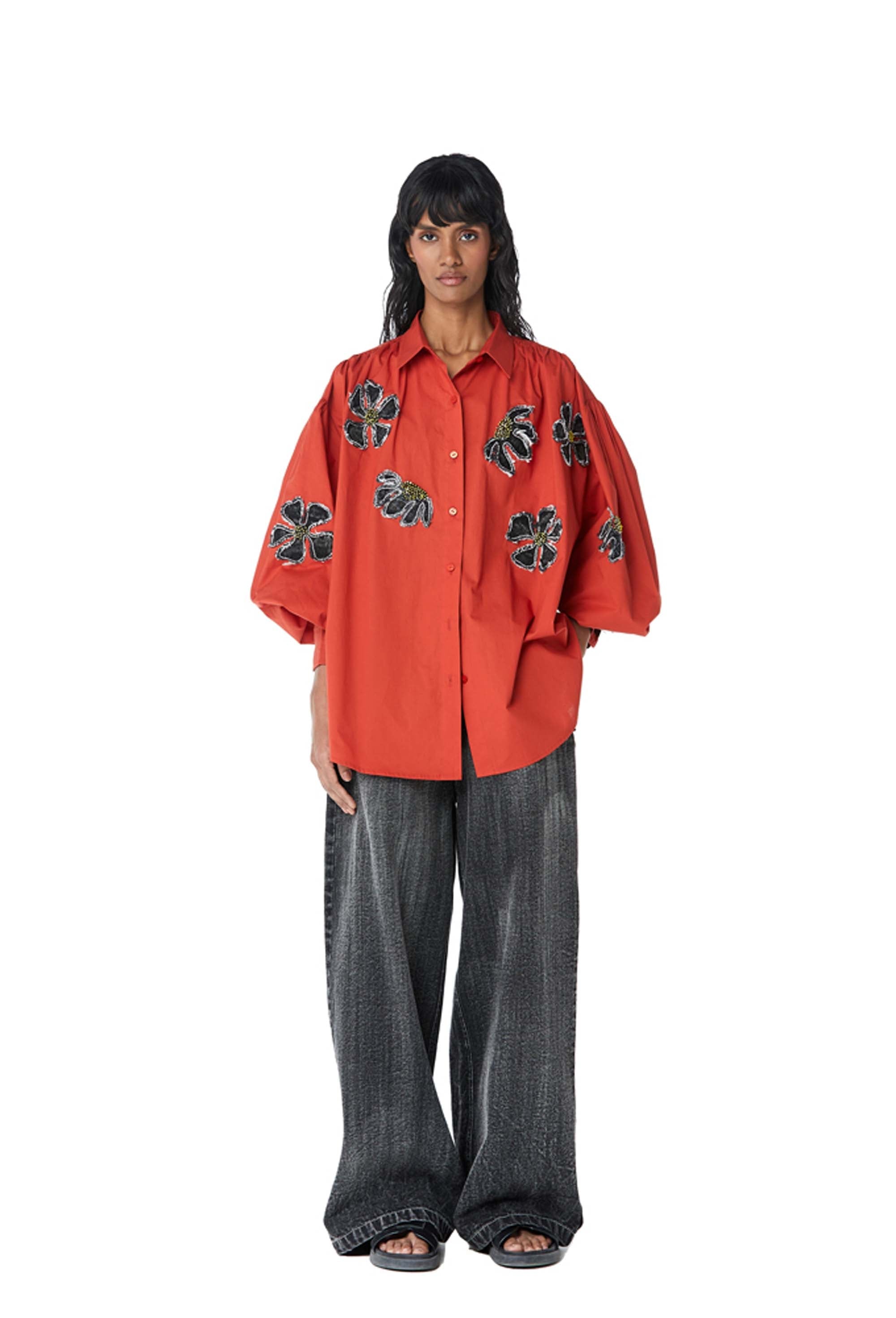 ‘SOLEIL' Denim Appliquè Shirt - Kanika Goyal Label