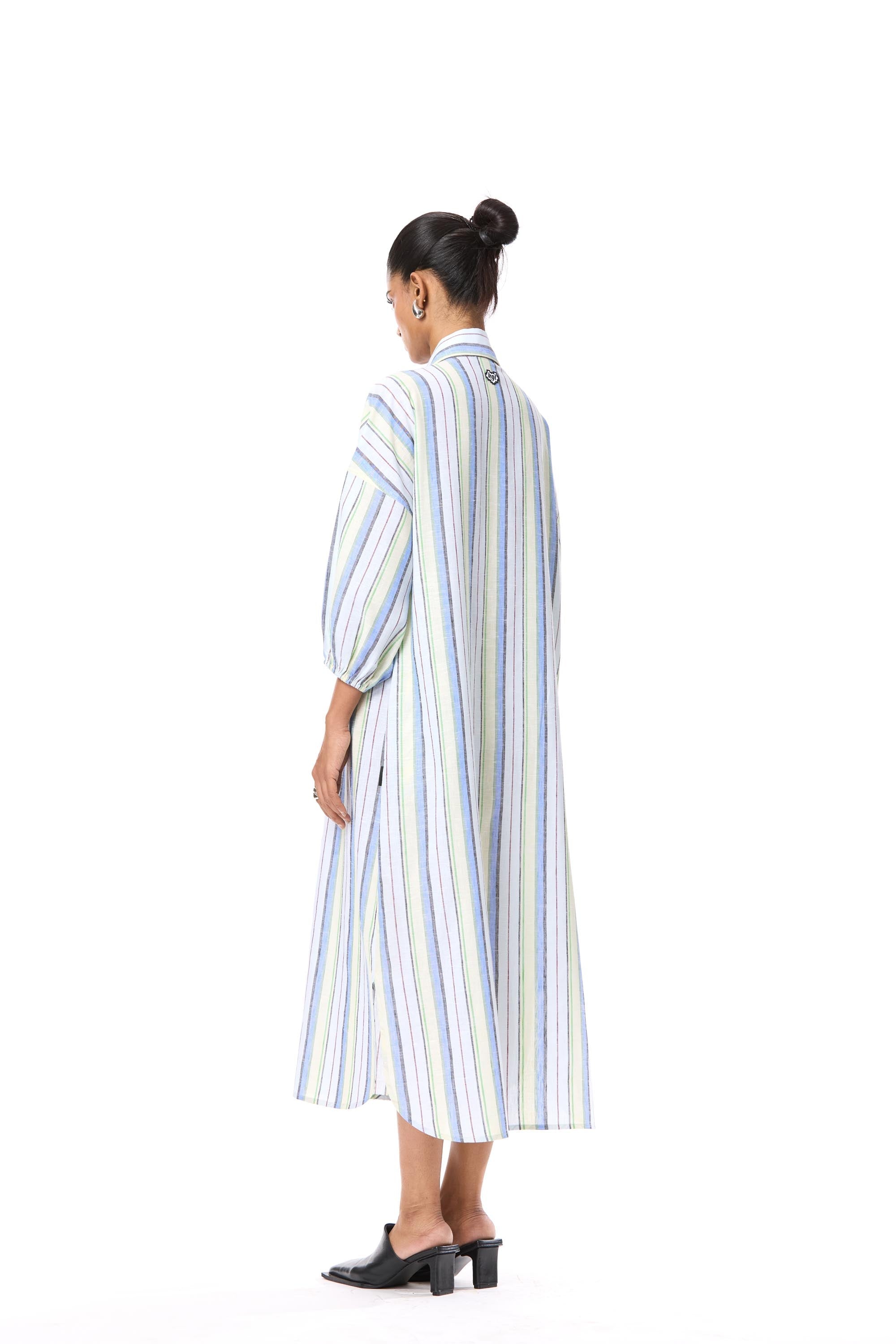 'SUN VEIL' EMBELLISHED LINEN MIDI DRESS - Kanika Goyal Label