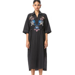 'SUN VEIL' EMBELLISHED LINEN MIDI DRESS - Kanika Goyal Label