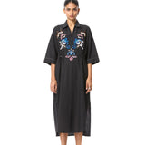 'SUN VEIL' EMBELLISHED LINEN MIDI DRESS - Kanika Goyal Label