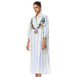 'SUN VEIL' EMBELLISHED LINEN MIDI DRESS - Kanika Goyal Label