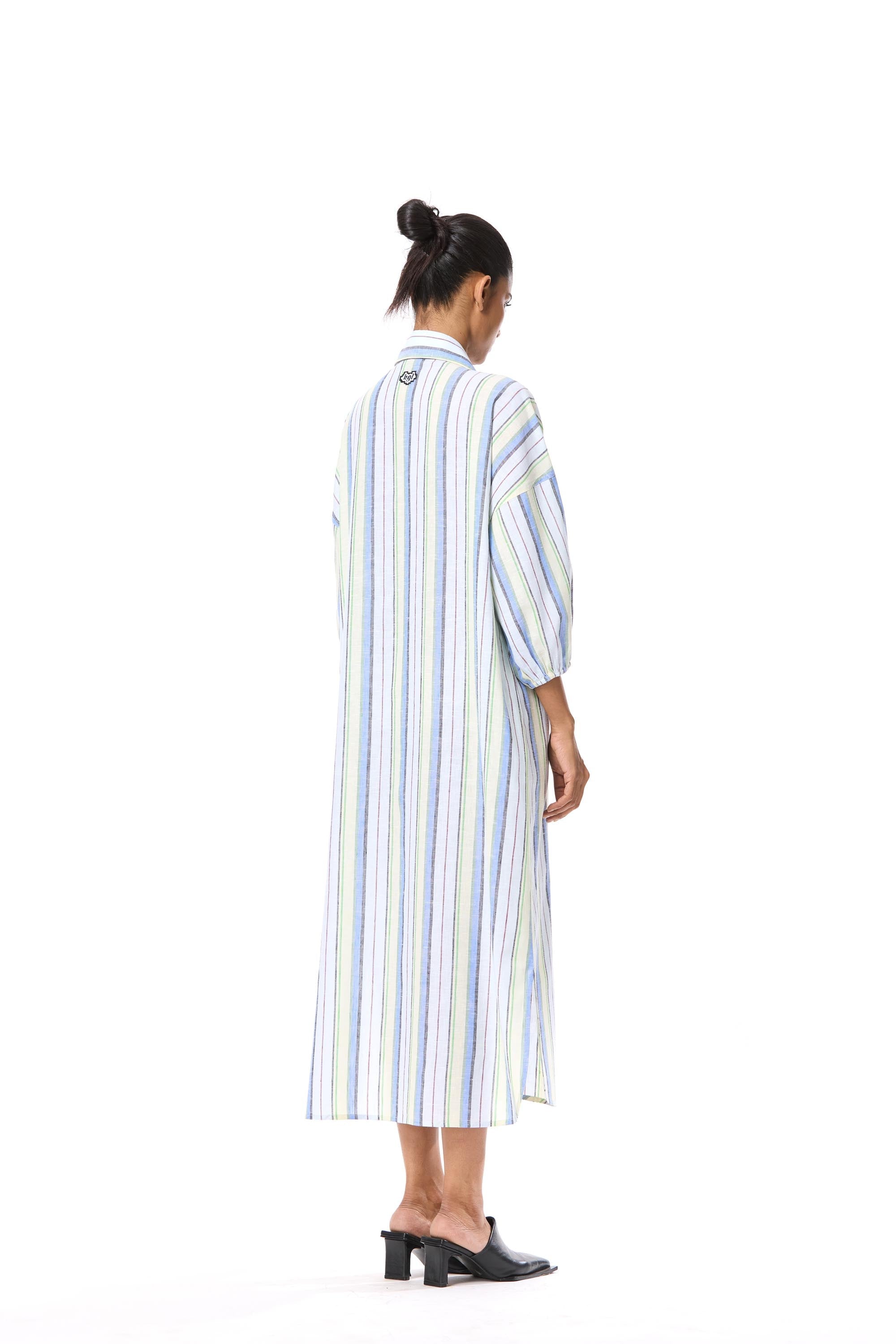 'SUN VEIL' EMBELLISHED LINEN MIDI DRESS - Kanika Goyal Label
