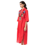 'SUN VEIL' EMBELLISHED LINEN MIDI DRESS - Kanika Goyal Label