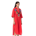 'SUN VEIL' EMBELLISHED LINEN MIDI DRESS - Kanika Goyal Label