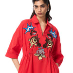 'SUN VEIL' EMBELLISHED LINEN MIDI DRESS - Kanika Goyal Label