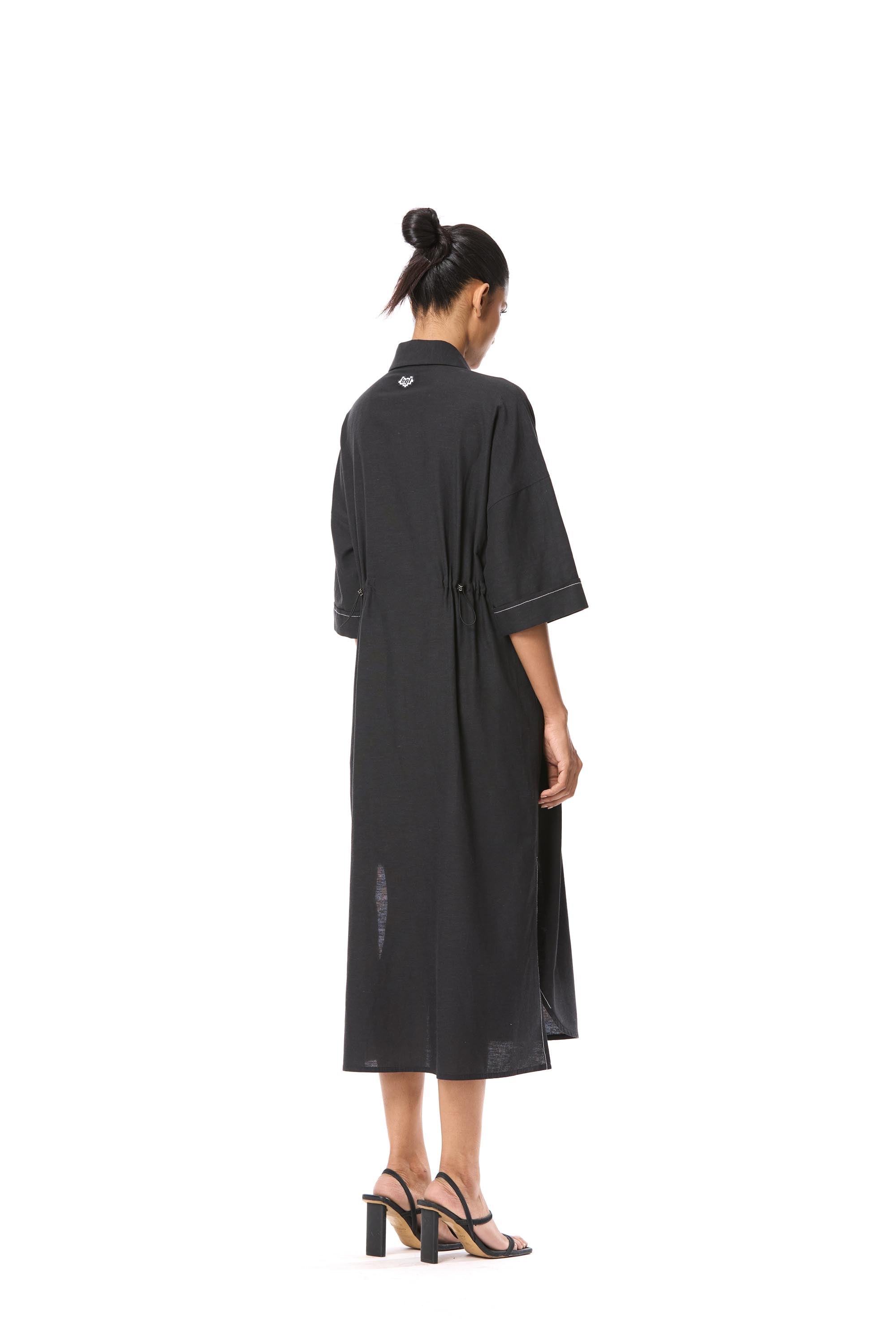 'SUN VEIL' EMBELLISHED LINEN MIDI DRESS - Kanika Goyal Label