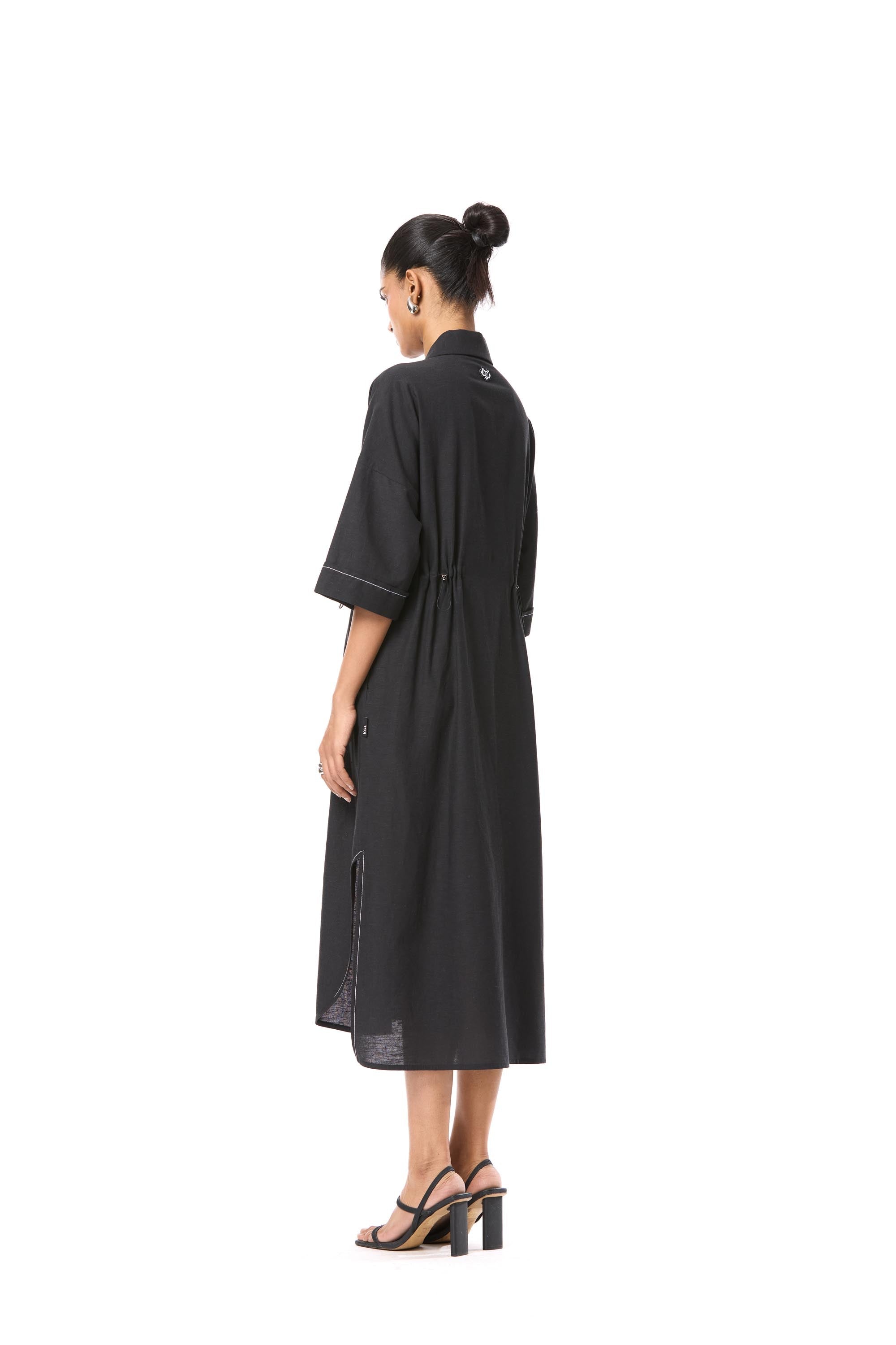 'SUN VEIL' EMBELLISHED LINEN MIDI DRESS - Kanika Goyal Label