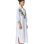 'SUN VEIL' EMBELLISHED LINEN MIDI DRESS - Kanika Goyal Label