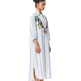 'SUN VEIL' EMBELLISHED LINEN MIDI DRESS - Kanika Goyal Label
