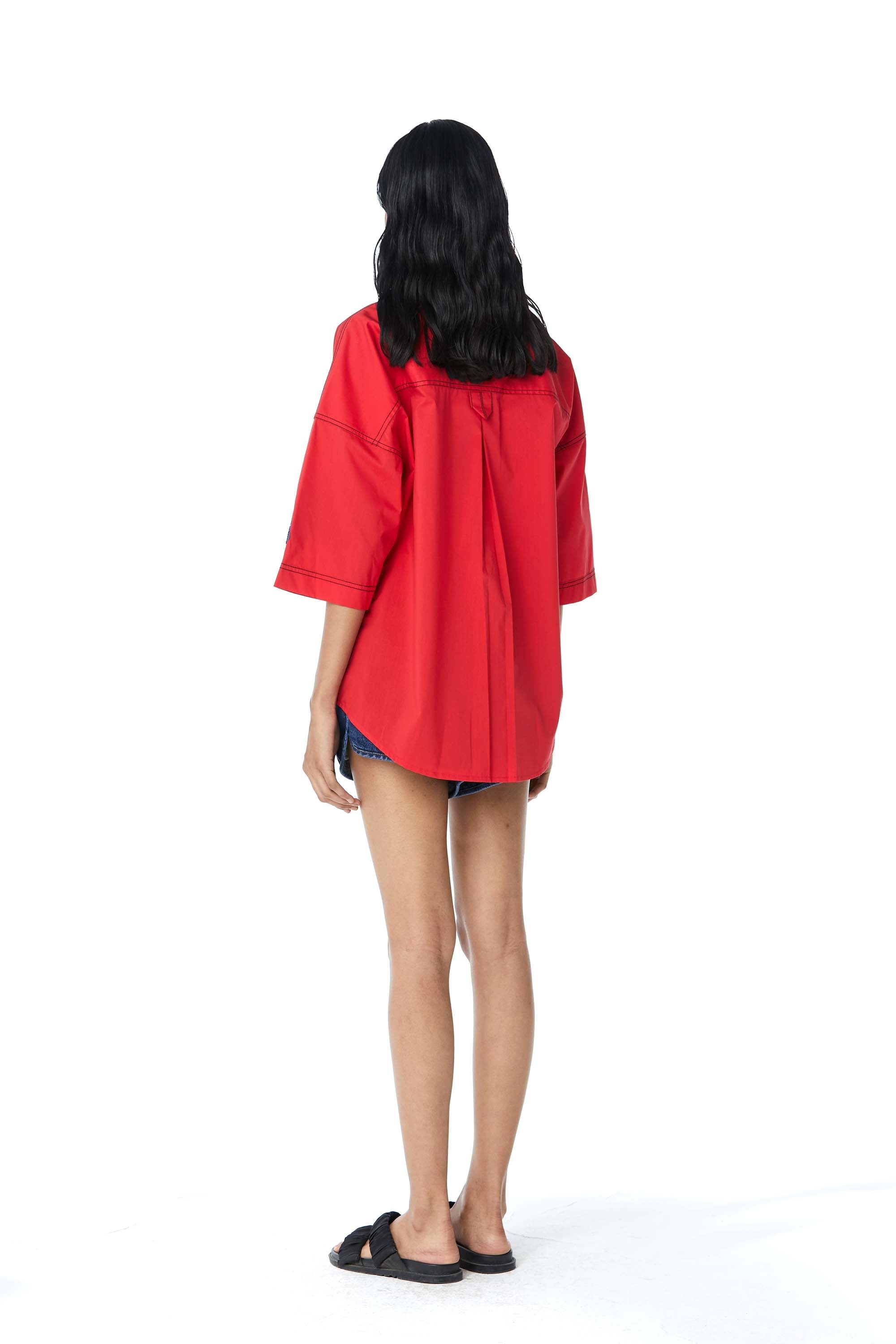 SYLVIE' Faux Leather Applique Shirt - Kanika Goyal Label