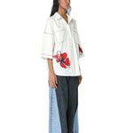 ‘SYLVIE’ Faux Leather Appliquè Shirt - Kanika Goyal Label