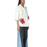 ‘SYLVIE’ Faux Leather Appliquè Shirt - Kanika Goyal Label