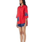 SYLVIE' Faux Leather Applique Shirt - Kanika Goyal Label