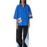 SYLVIE' Faux Leather Applique Shirt - Kanika Goyal Label