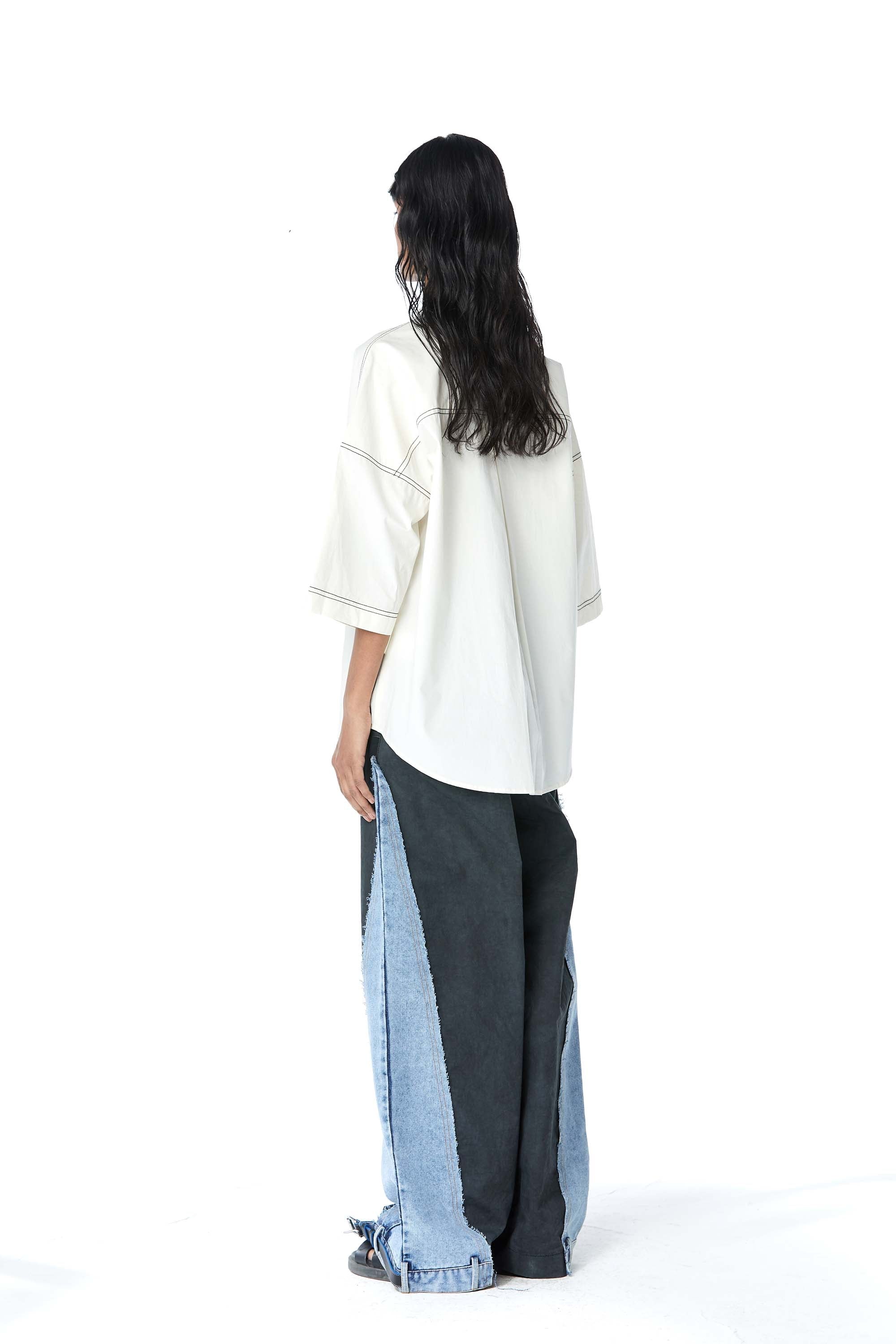 ‘SYLVIE’ Faux Leather Appliquè Shirt - Kanika Goyal Label