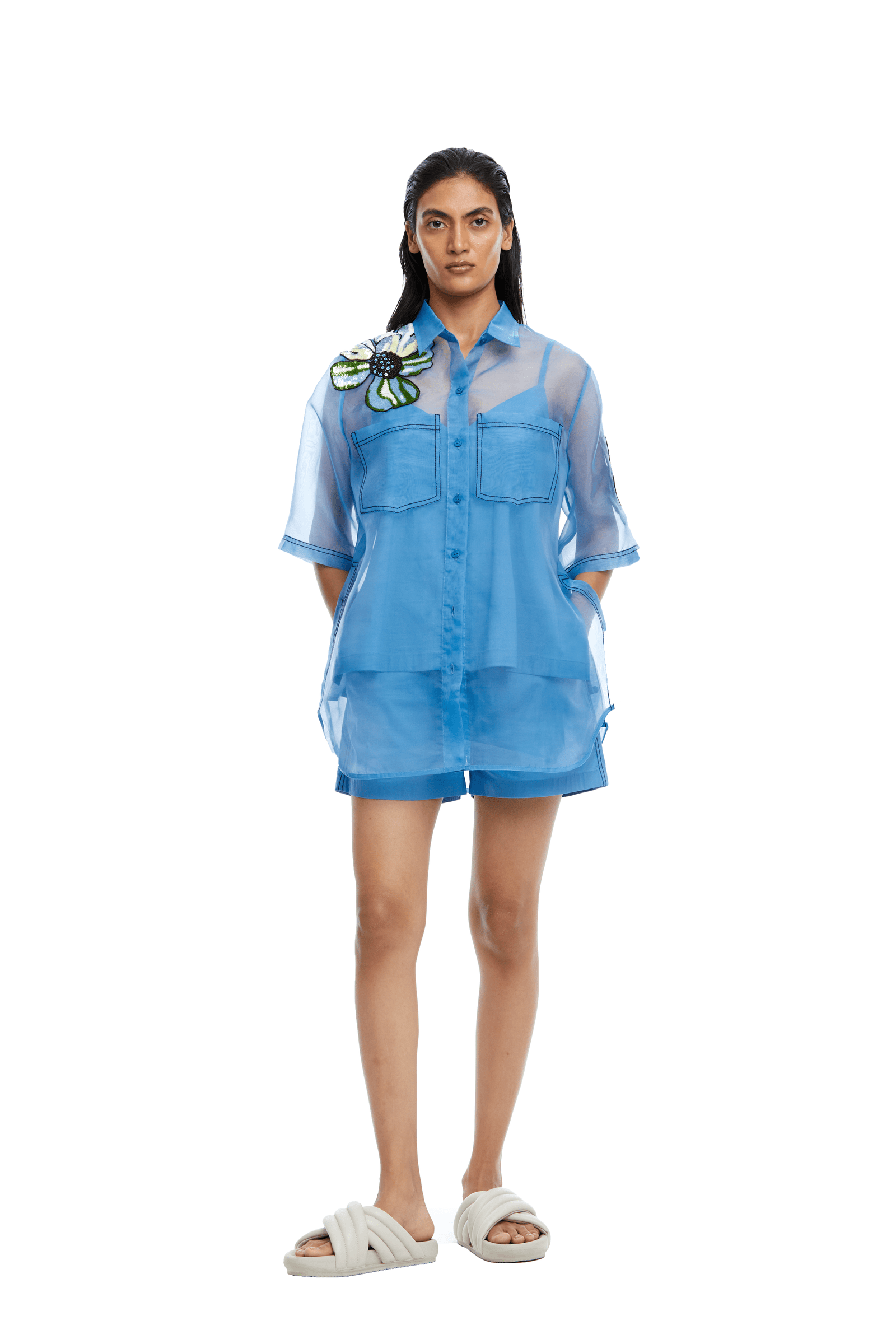 Talia' Embellished Organza Shirt - Kanika Goyal Label