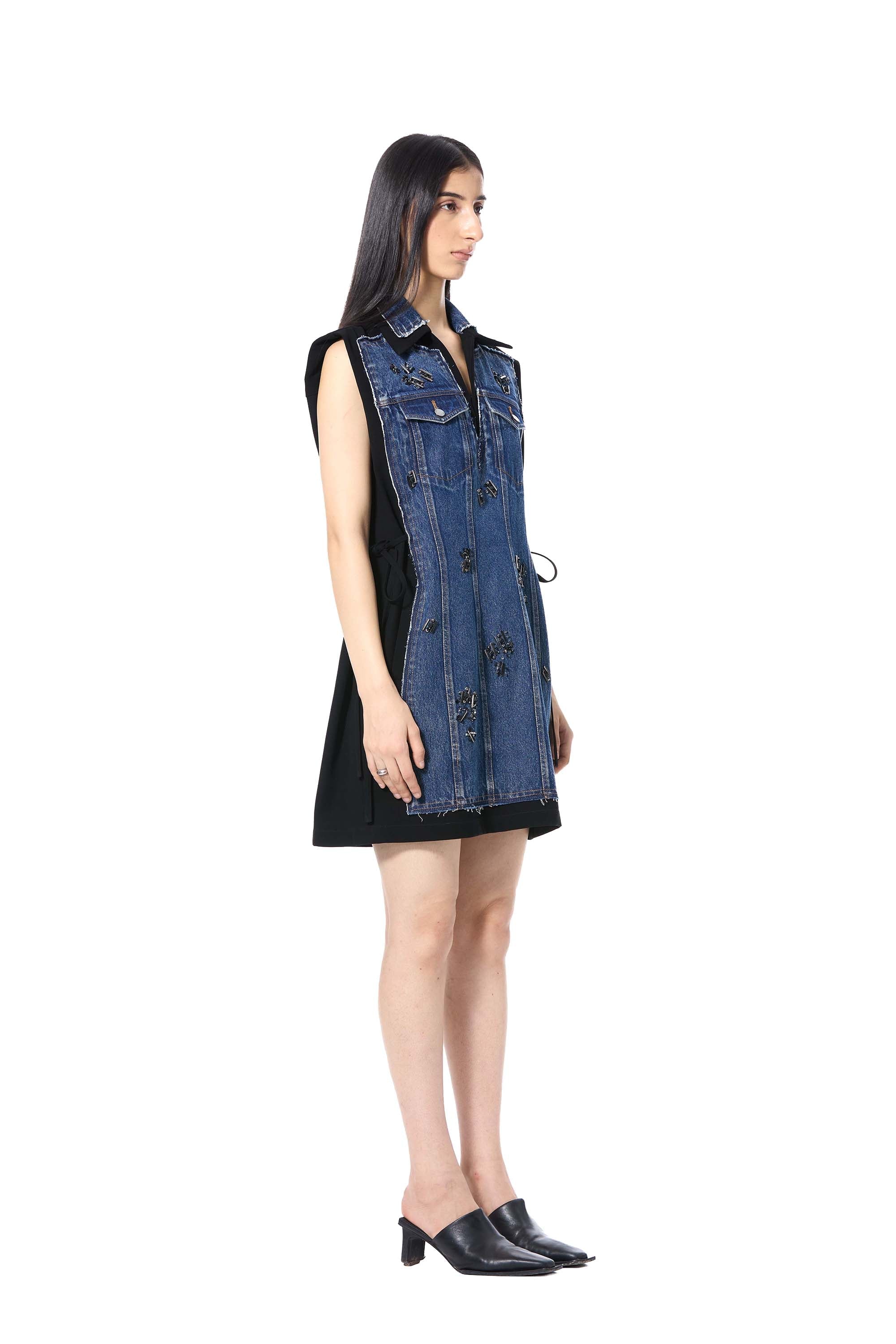TRELLIS' EMBELLISHED DENIM DRESS - Kanika Goyal Label