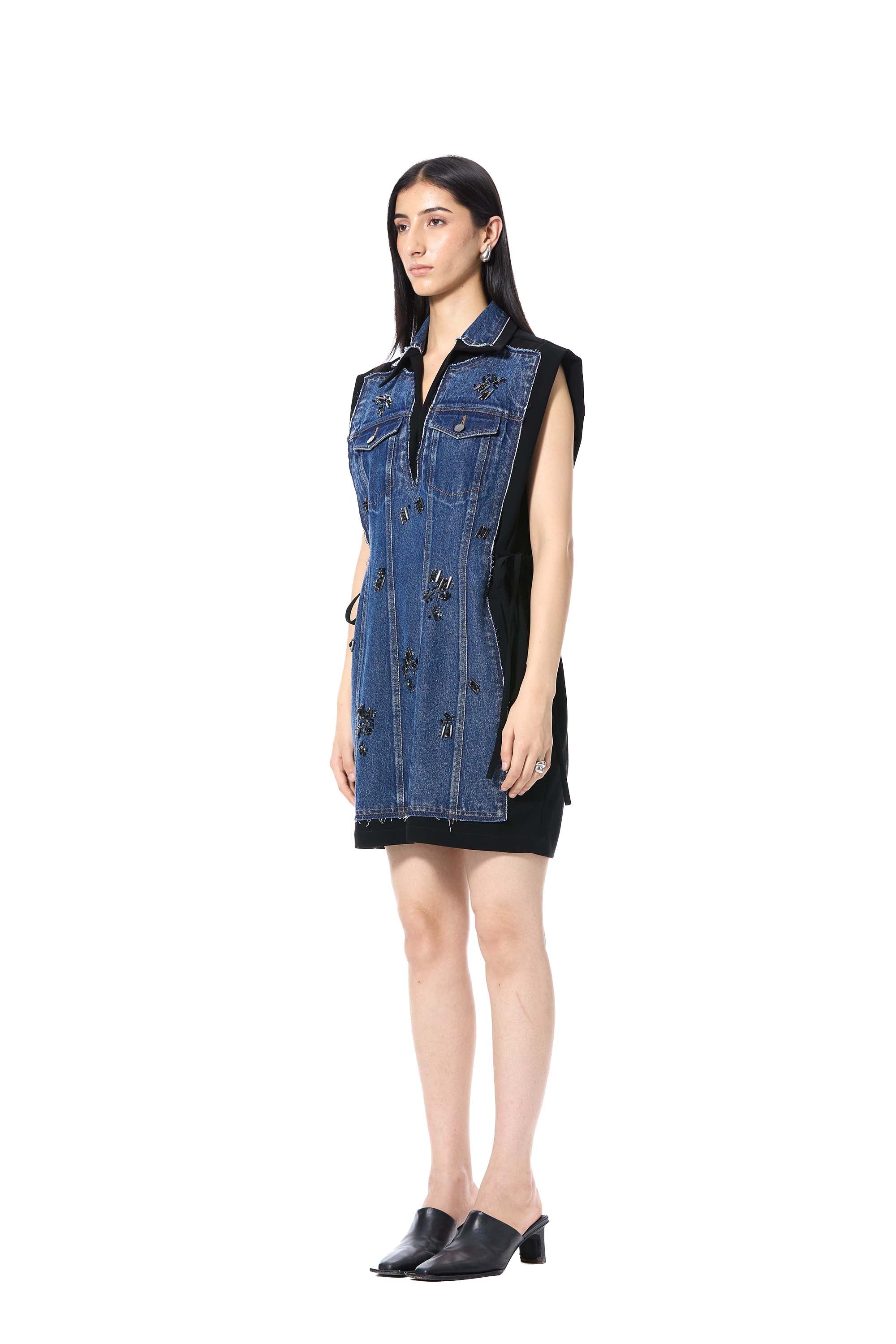 TRELLIS' EMBELLISHED DENIM DRESS - Kanika Goyal Label