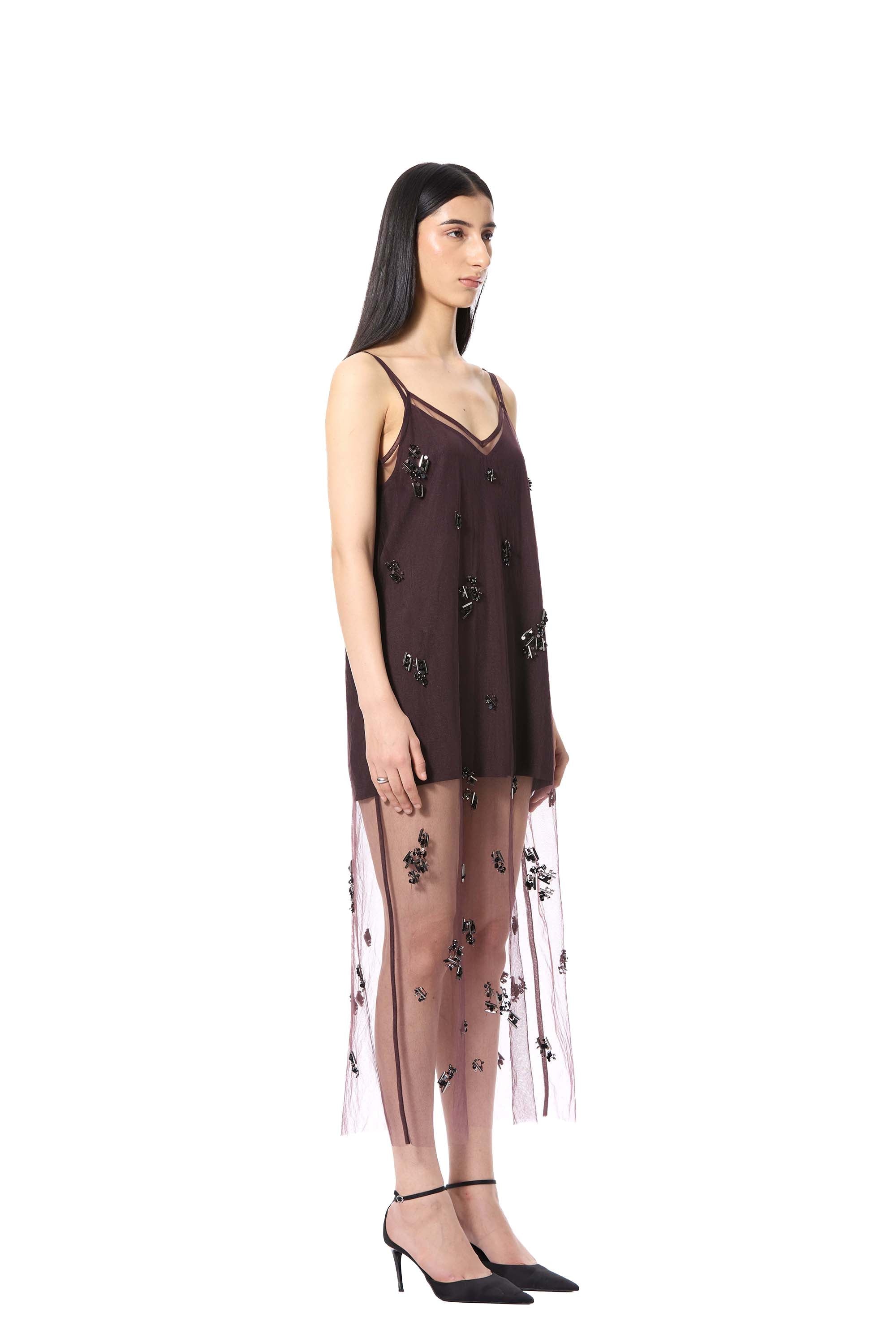 TRELLIS' EMBELLISHED SLIP DRESS - Kanika Goyal Label
