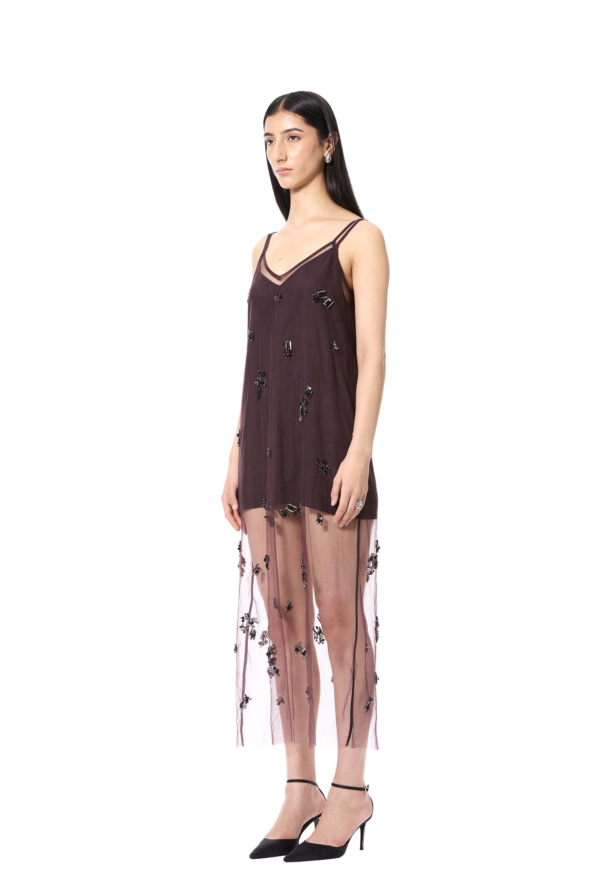 TRELLIS' EMBELLISHED SLIP DRESS - Kanika Goyal Label