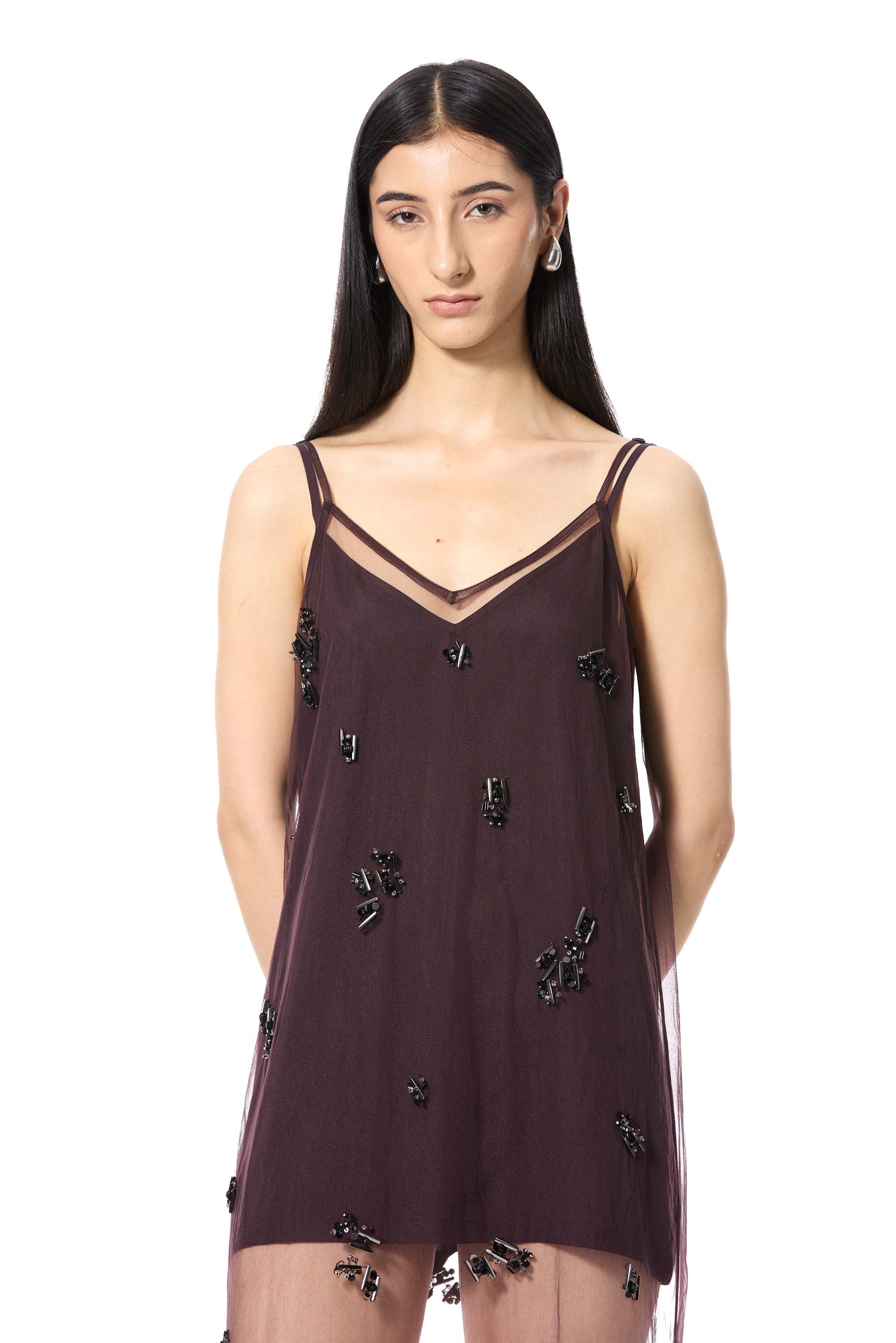 TRELLIS' EMBELLISHED SLIP DRESS - Kanika Goyal Label