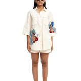 Twin Peonies' Hand Embellished Shirt - Kanika Goyal Label
