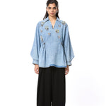 'VELNYX' EMBELLISHED DENIM TOP - Kanika Goyal Label