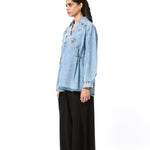 'VELNYX' EMBELLISHED DENIM TOP - Kanika Goyal Label