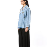 'VELNYX' EMBELLISHED DENIM TOP - Kanika Goyal Label
