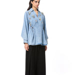 'VELNYX' EMBELLISHED DENIM TOP - Kanika Goyal Label
