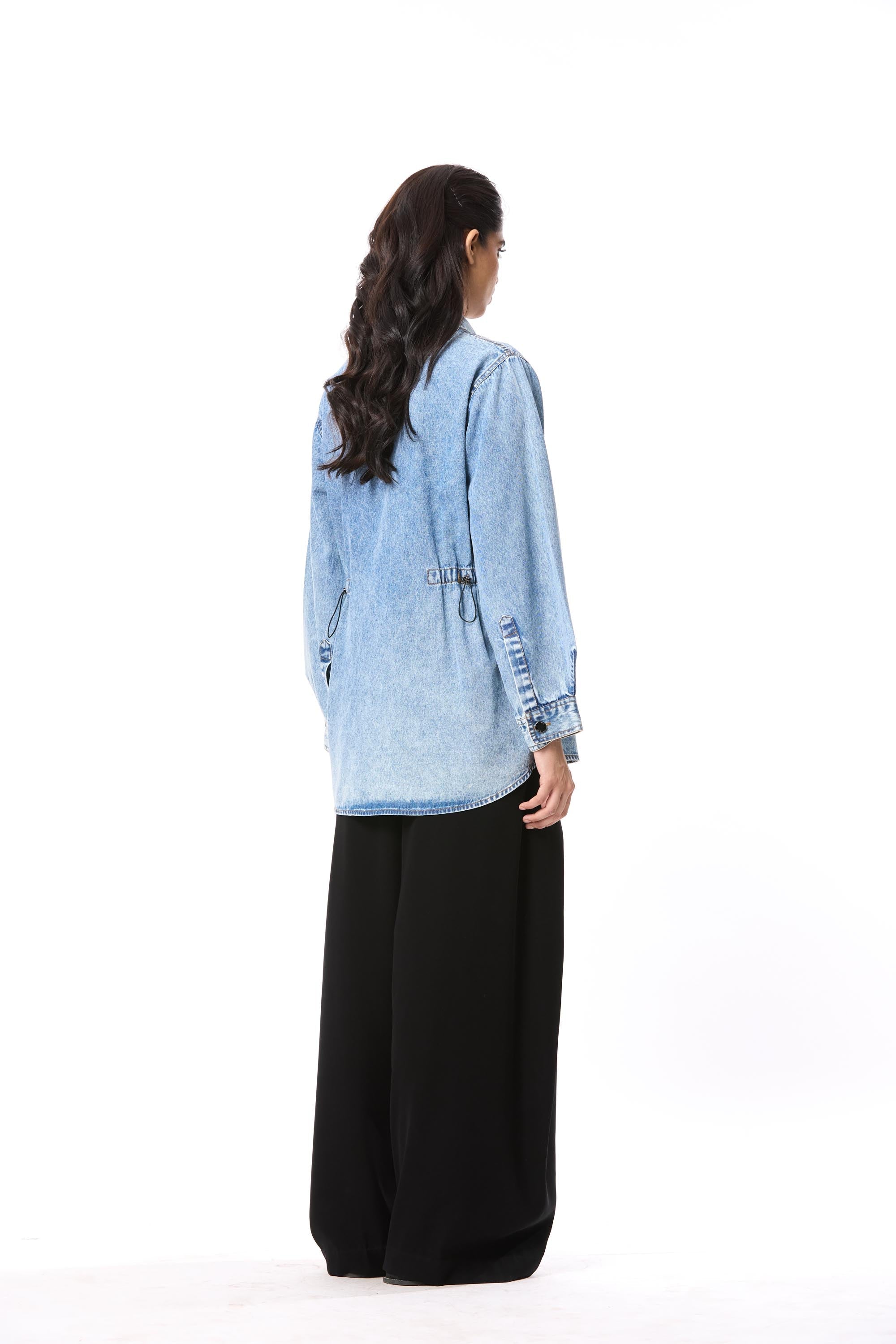 'VELNYX' EMBELLISHED DENIM TOP - Kanika Goyal Label