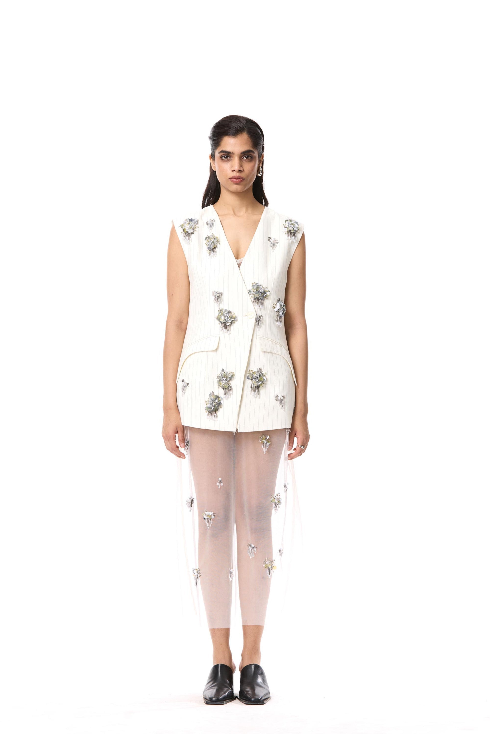 'VELNYX' FITTED EMBELLISHED VEST - Kanika Goyal Label